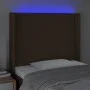 Headboard with LED in dark brown fabric 93x16x118/128 cm by , Headboards and footboards - Ref: Foro24-3123753, Price: 75,75 €...