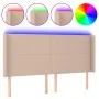 Headboard with LED cappuccino synthetic leather 163x16x118/128cm by , Headboards and footboards - Ref: Foro24-3123869, Price:...