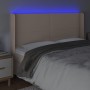 Headboard with LED cappuccino synthetic leather 163x16x118/128cm by , Headboards and footboards - Ref: Foro24-3123869, Price:...