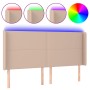 Cabecero con LED cuero sintético capuchino 203x16x118/128cm de , Cabeceros y pies de cama - Ref: Foro24-3123881, Precio: 129,...