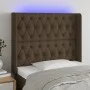 Cabecero con LED de tela marrón oscuro 93x16x118/128 cm de , Cabeceros y pies de cama - Ref: Foro24-3124369, Precio: 96,00 €,...