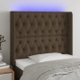 Cabecero con LED de tela marrón oscuro 93x16x118/128 cm de , Cabeceros y pies de cama - Ref: Foro24-3124369, Precio: 94,21 €,...
