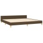 Bed frame with headboard in dark brown fabric 200x200cm by , Beds and slatted bases - Ref: Foro24-3125165, Price: 246,30 €, D...