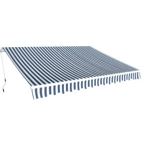 Manuell betriebene Faltmarkise 350 cm blau und weiß von vidaXL, Markisen - Ref: Foro24-275564, Preis: 450,36 €, Rabatt: %