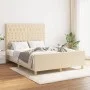 Bed frame with cream fabric headboard 140x200 cm by , Beds and slatted bases - Ref: Foro24-3125305, Price: 245,73 €, Discount: %