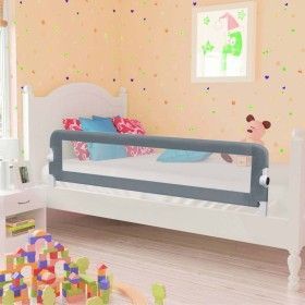 Barandilla de seguridad cama de niño poliéster gris 150x42 cm