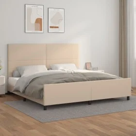 Cappuccino synthetic leather headboard bed frame 200x200cm by , Beds and slatted bases - Ref: Foro24-3125474, Price: 230,08 €...
