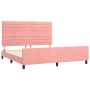 Estructura de cama con cabecero de terciopelo rosa 160x200 cm de , Camas y somieres - Ref: Foro24-3125829, Precio: 212,58 €