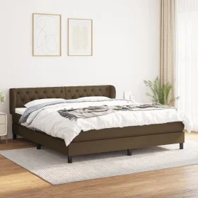 Box spring bed with dark brown fabric mattress 160x200 cm by , Beds and slatted bases - Ref: Foro24-3126496, Price: 524,18 €,...