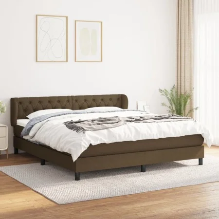 Box spring bed with dark brown fabric mattress 160x200 cm by , Beds and slatted bases - Ref: Foro24-3126496, Price: 524,18 €,...