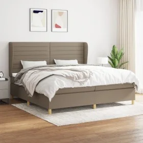 Box spring bed with taupe gray fabric mattress 200x200 cm by , Beds and slatted bases - Ref: Foro24-3128633, Price: 735,06 €,...