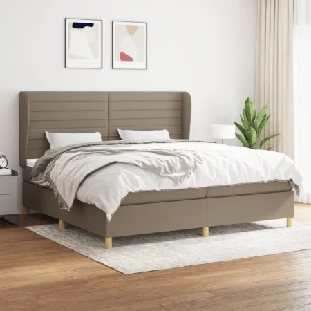 Box spring bed with taupe gray fabric mattress 200x200 cm by , Beds and slatted bases - Ref: Foro24-3128633, Price: 735,06 €,...