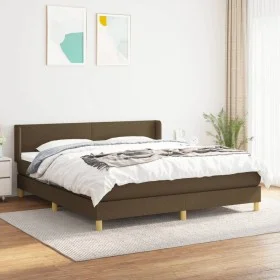 Box spring bed with dark brown fabric mattress 160x200 cm by , Beds and slatted bases - Ref: Foro24-3130124, Price: 480,16 €,...