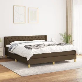 Box spring bed with dark brown fabric mattress 160x200 cm by , Beds and slatted bases - Ref: Foro24-3130524, Price: 504,03 €,...