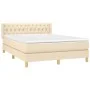 Box spring bed with cream fabric mattress 140x200 cm by , Beds and slatted bases - Ref: Foro24-3130518, Price: 453,42 €, Disc...