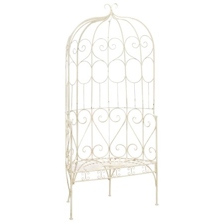 Banco de jardín metal blanco envejecido 95 cm