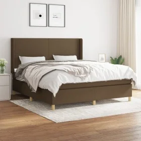 Box spring bed with dark brown fabric mattress 180x200 cm by , Beds and slatted bases - Ref: Foro24-3131852, Price: 606,80 €,...