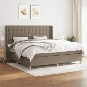Box spring bed with taupe gray fabric mattress 200x200 cm by , Beds and slatted bases - Ref: Foro24-3132341, Price: 764,18 €,...