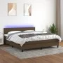 Box spring bed with LED mattress dark brown fabric 160x200 cm by , Beds and slatted bases - Ref: Foro24-3133008, Price: 492,2...
