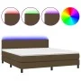 Box spring bed with LED mattress dark brown fabric 160x200 cm by , Beds and slatted bases - Ref: Foro24-3133008, Price: 492,2...