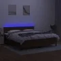 Box spring bed with LED mattress dark brown fabric 160x200 cm by , Beds and slatted bases - Ref: Foro24-3133008, Price: 492,2...