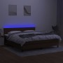 Boxspringbett mit LED-Matratze dunkelbrauner Stoff 160x200 cm von , Betten und Lattenroste - Ref: Foro24-3133008, Preis: 501,...