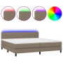 Box spring bed with mattress and LED lights taupe gray fabric 200x200 cm by , Beds and slatted bases - Ref: Foro24-3133345, P...