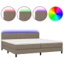 Cama box spring colchón y luces LED tela gris taupe 200x200 cm de , Camas y somieres - Ref: Foro24-3133345, Precio: 615,83 €,...