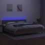 Box spring bed with mattress and LED lights taupe gray fabric 200x200 cm by , Beds and slatted bases - Ref: Foro24-3133345, P...