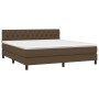 Cama box spring colchón luces LED tela marrón oscuro 160x200cm