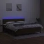 Box spring bed mattress LED lights dark brown fabric 160x200cm by , Beds and slatted bases - Ref: Foro24-3133408, Price: 517,...