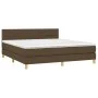 Box spring bed with LED mattress dark brown fabric 160x200 cm by , Beds and slatted bases - Ref: Foro24-3133808, Price: 466,4...