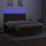 Box spring bed mattress LED lights dark brown fabric 180x200cm by , Beds and slatted bases - Ref: Foro24-3134736, Price: 595,...