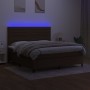 Box spring bed mattress LED lights dark brown fabric 160x200cm by , Beds and slatted bases - Ref: Foro24-3134968, Price: 561,...