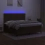 Box spring bed mattress LED lights dark brown fabric 160x200cm by , Beds and slatted bases - Ref: Foro24-3134968, Price: 537,...
