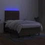 Box spring bed with mattress and LED dark brown fabric 120x200 cm by , Beds and slatted bases - Ref: Foro24-3135104, Price: 4...