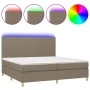 Box spring bed with mattress and LED lights taupe gray fabric 200x200 cm by , Beds and slatted bases - Ref: Foro24-3135305, P...