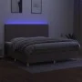 Box spring bed with mattress and LED lights taupe gray fabric 200x200 cm by , Beds and slatted bases - Ref: Foro24-3135305, P...