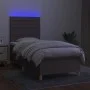 Box spring bed with mattress and LED lights taupe gray fabric 100x200 cm by , Beds and slatted bases - Ref: Foro24-3135497, P...