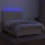 Box spring bed mattress and LED lights cream fabric 140x200 cm by , Beds and slatted bases - Ref: Foro24-3135682, Price: 549,...