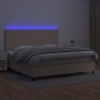 Cama box spring colchón LED cuero sintético capuchino 200x200cm de , Camas y somieres - Ref: Foro24-3135848, Precio: 698,24 €...
