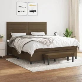 Box spring bed with dark brown fabric mattress 160x200 cm by , Beds and slatted bases - Ref: Foro24-3136688, Price: 570,06 €,...