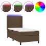 Boxspringbett-Matratze und LED-Leuchten aus dunkelbraunem Stoff, 90 x 200 cm von , Betten und Lattenroste - Ref: Foro24-31381...