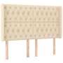 Cama box spring colchón y luces LED tela crema 140x190 cm de , Camas y somieres - Ref: Foro24-3138554, Precio: 530,10 €, Desc...