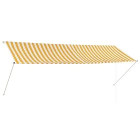 Retractable awning 350x150 cm yellow and white by vidaXL, Awnings - Ref: Foro24-143756, Price: 64,55 €, Discount: %