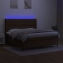Cama box spring colchón luces LED tela marrón oscuro 160x200cm de , Camas y somieres - Ref: Foro24-3138568, Precio: 619,42 €,...