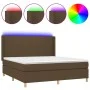 Box spring bed mattress LED lights dark brown fabric 180x200cm by , Beds and slatted bases - Ref: Foro24-3138736, Price: 611,...