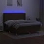 Box spring bed mattress LED lights dark brown fabric 180x200cm by , Beds and slatted bases - Ref: Foro24-3138736, Price: 611,...