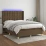Box spring bed mattress LED lights dark brown fabric 140x200cm by , Beds and slatted bases - Ref: Foro24-3139200, Price: 502,...