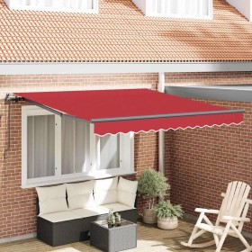 Toldo Retráctil Manual Rojo 300 x 250 cm tela en Toldos | Comprar online en Foro24